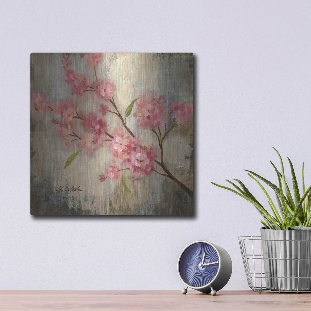 'Cherry Blossom 2' by Silvia Vassileva – Metal Wall Art, 12x12 room view