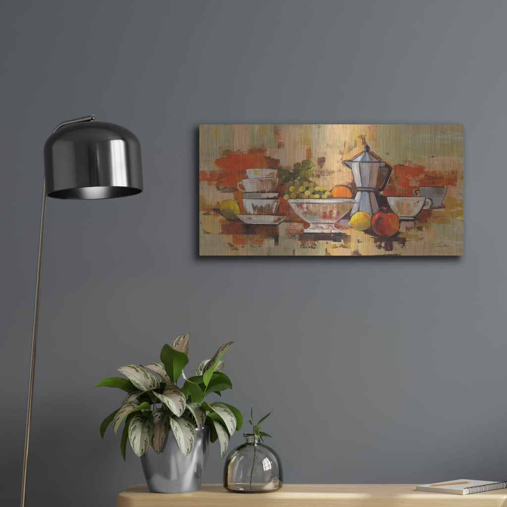 'Coffee Break' by Silvia Vassileva – Metal Wall Art, 24x12 room view