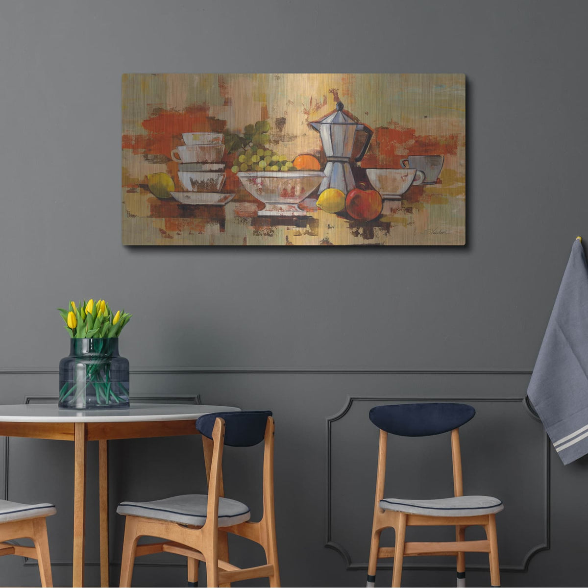 'Coffee Break' by Silvia Vassileva – Metal Wall Art, 48x24 room view