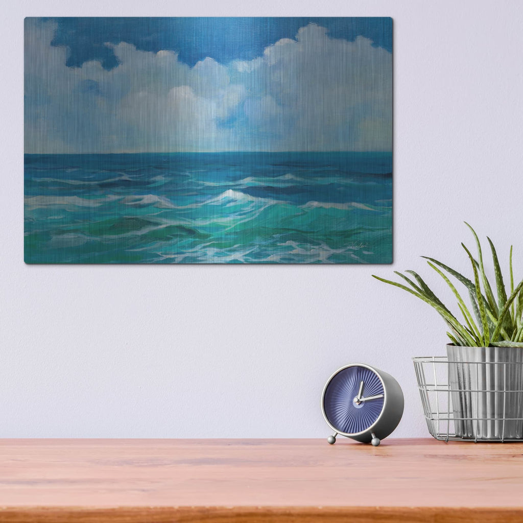 'Emerald Wave' by Silvia Vassileva – Metal Wall Art, 16x12 room view