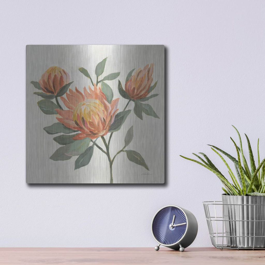 'Field Bloom 2 Warm' by Silvia Vassileva – Metal Wall Art, 12x12 room view
