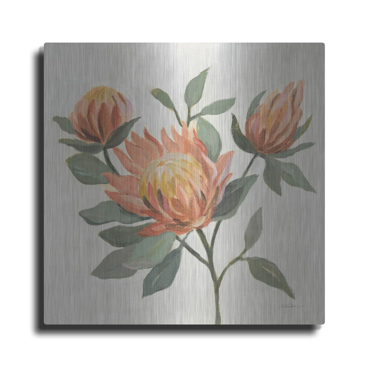 'Field Bloom 2 Warm' by Silvia Vassileva – Metal Wall Art