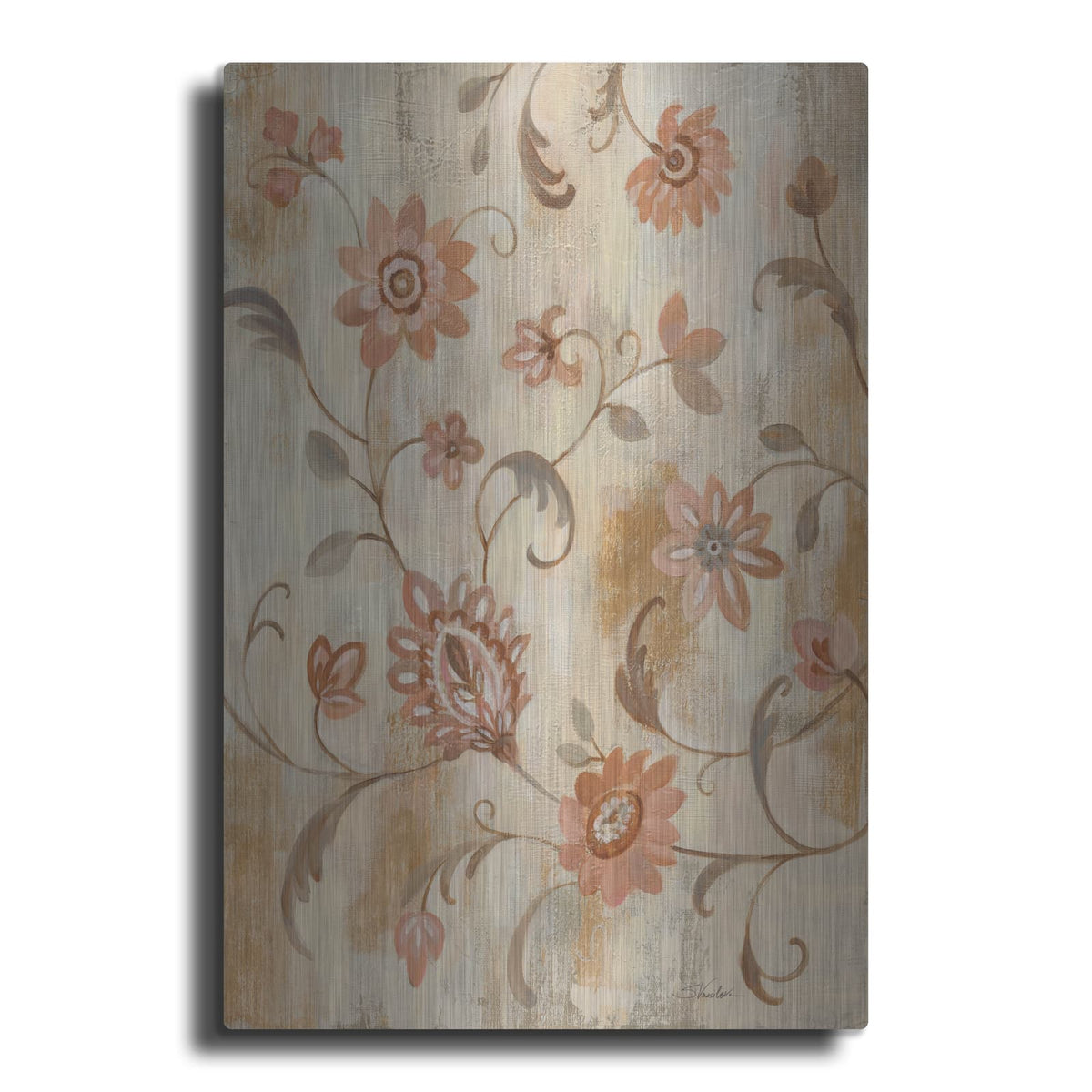 'Floral Scroll Motif' by Silvia Vassileva – Metal Wall Art
