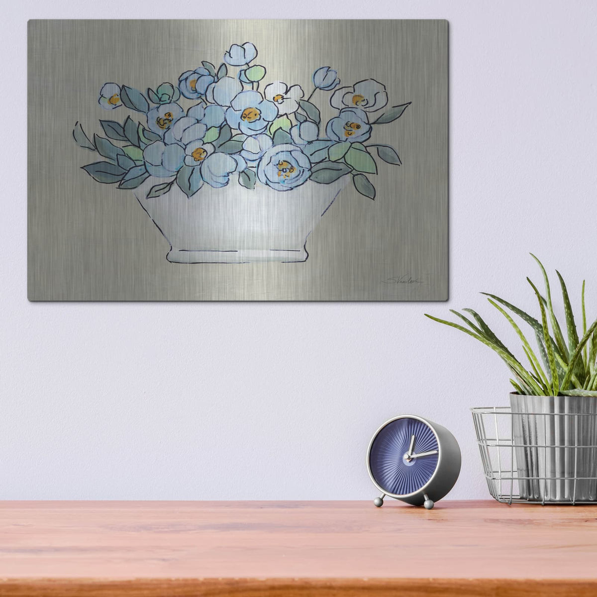 'Floral Tub 2' by Silvia Vassileva – Metal Wall Art, 16x12 room view