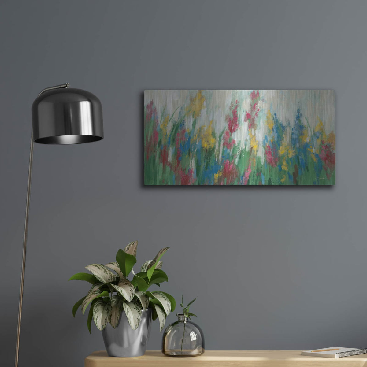 'Flowers by The Cottage C' by Silvia Vassileva – Metal Wall Art, 24x12 room view