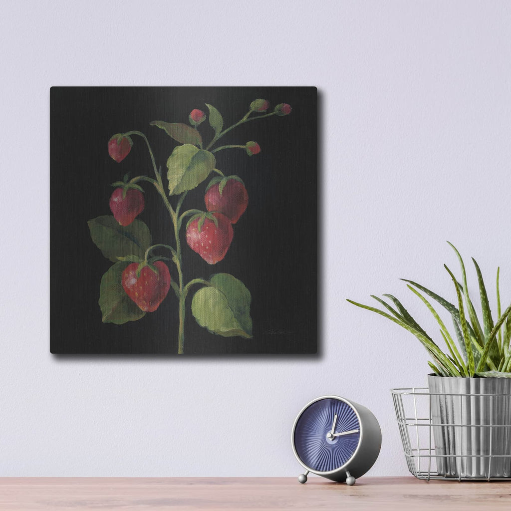 'Fraise No Words' by Silvia Vassileva – Metal Wall Art, 12x12 room view