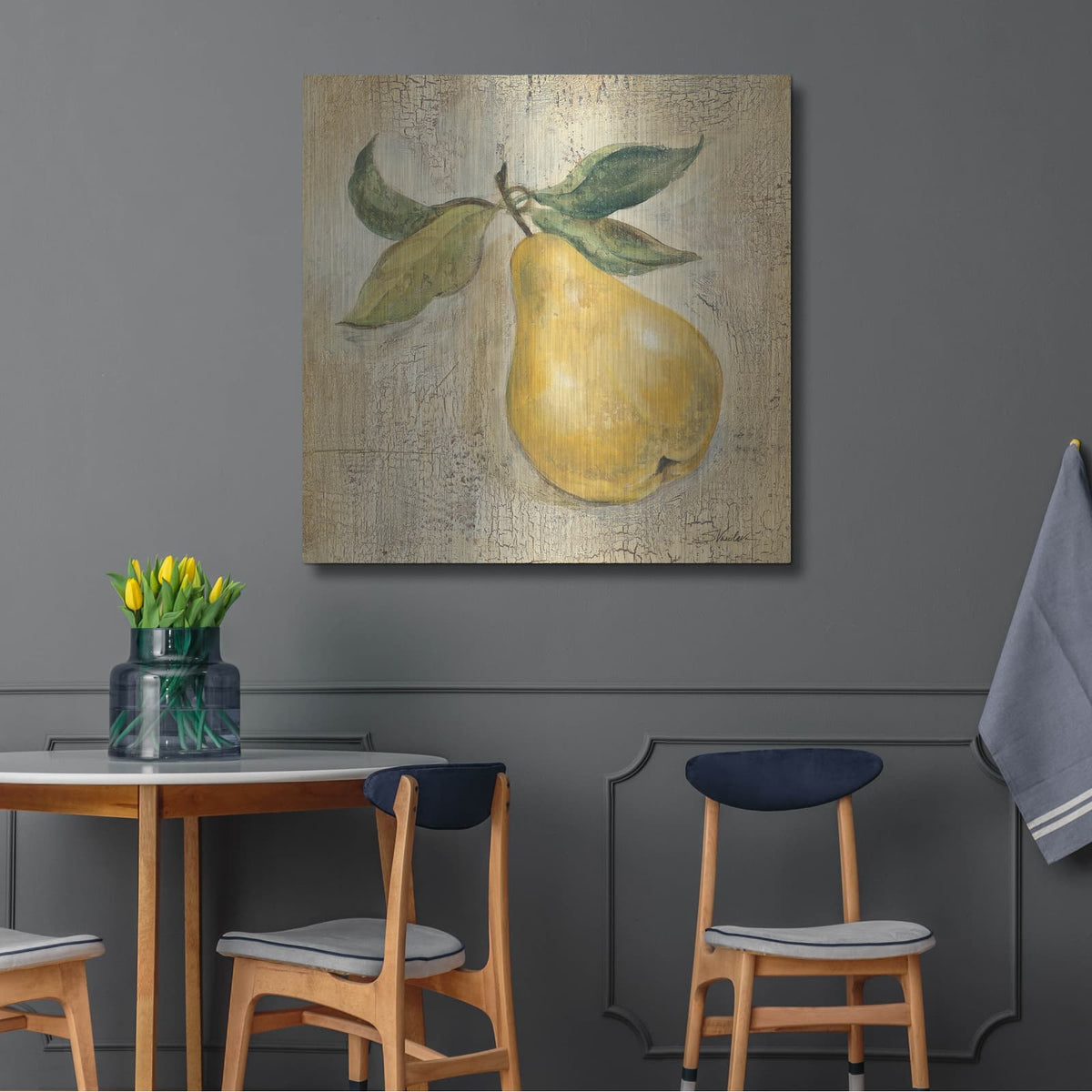 'French Pear' by Silvia Vassileva – Metal Wall Art, 36x36 room view