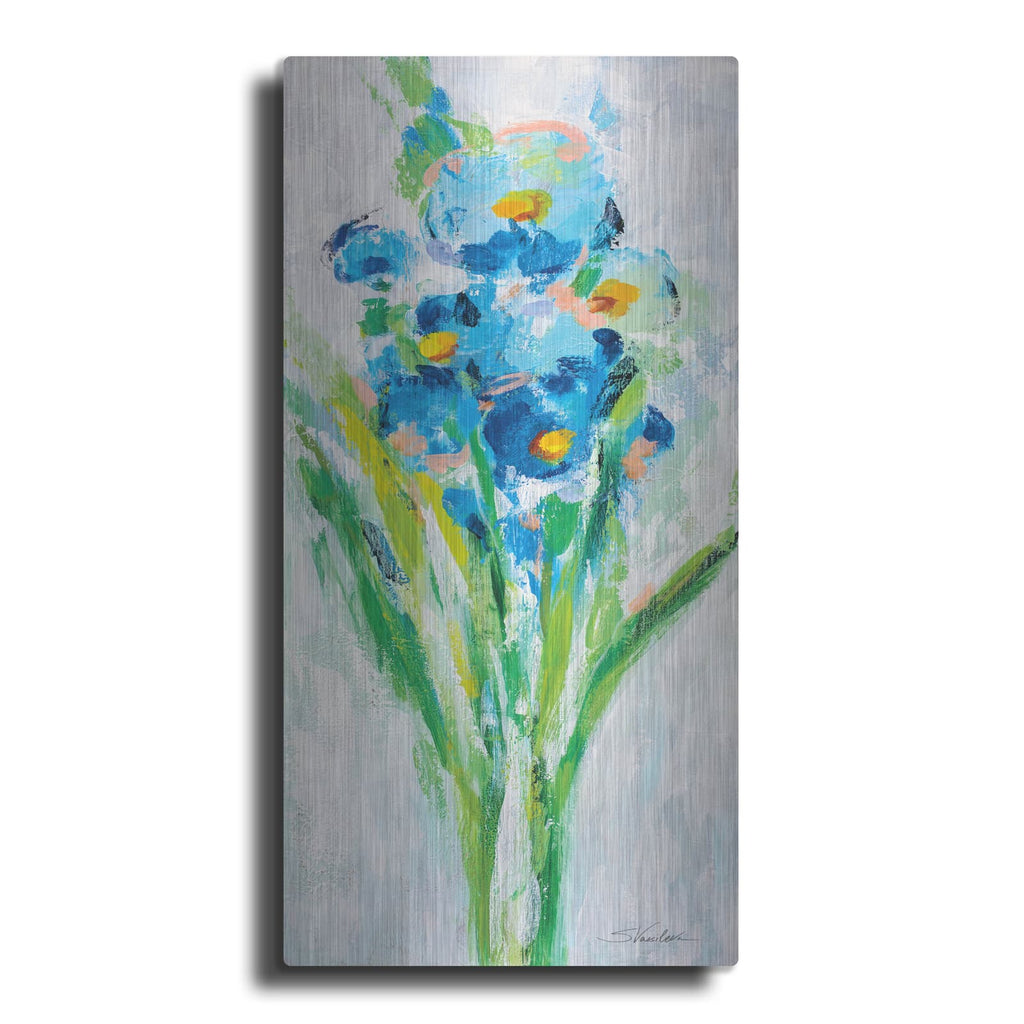 'Fresh Blue Flowers 2' by Silvia Vassileva – Metal Wall Art
