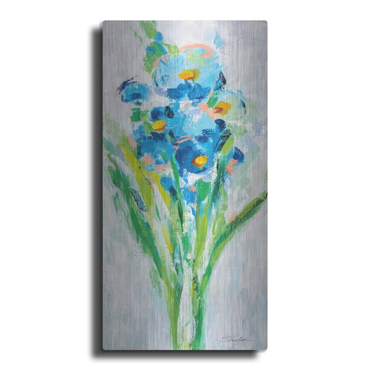 'Fresh Blue Flowers 2' by Silvia Vassileva – Metal Wall Art