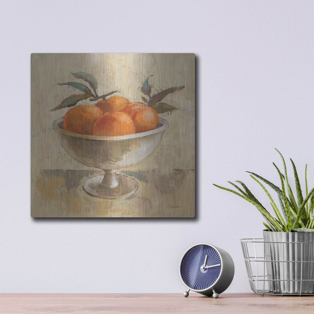 'Fruits In Old Bowl 2' by Silvia Vassileva – Metal Wall Art, 12x12 room view