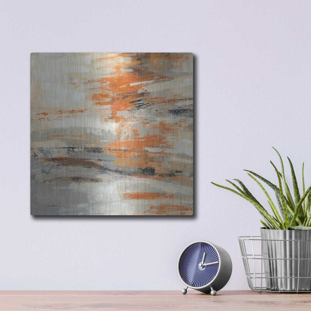 'Golden Dust C Orange' by Silvia Vassileva – Metal Wall Art, 12x12 room view