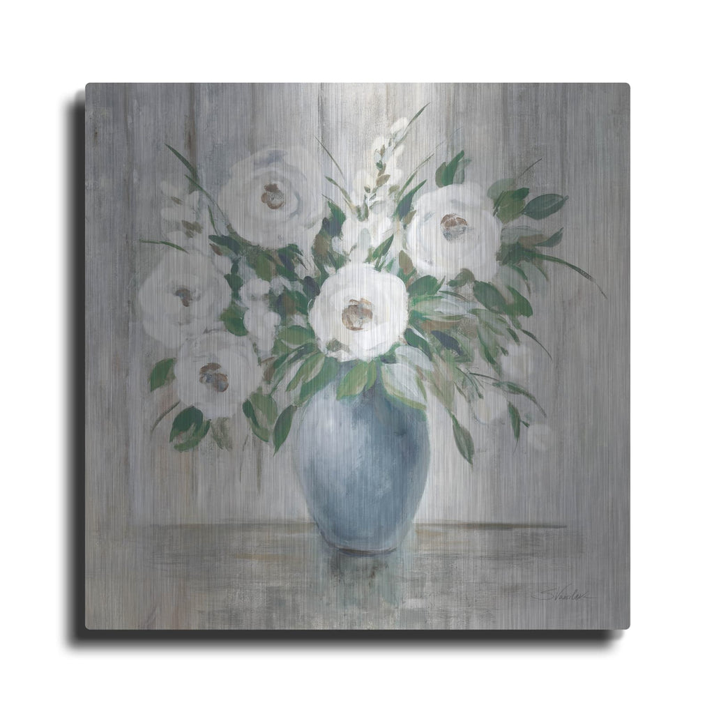 'Gray Barn Floral Light' by Silvia Vassileva – Metal Wall Art