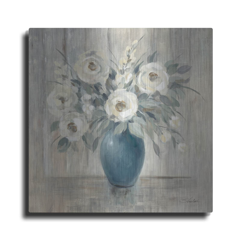 'Gray Barn Floral' by Silvia Vassileva – Metal Wall Art