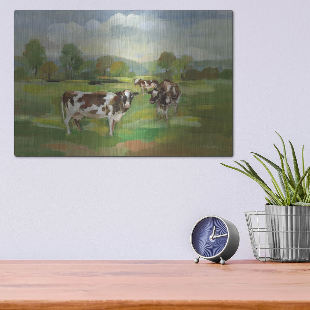 'Green Pasture' by Silvia Vassileva – Metal Wall Art, 16x12 room view
