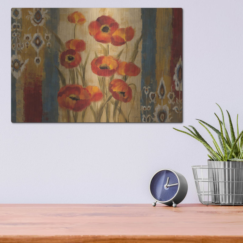'Ikat Floral Tapestry' by Silvia Vassileva – Metal Wall Art, 16x12 room view