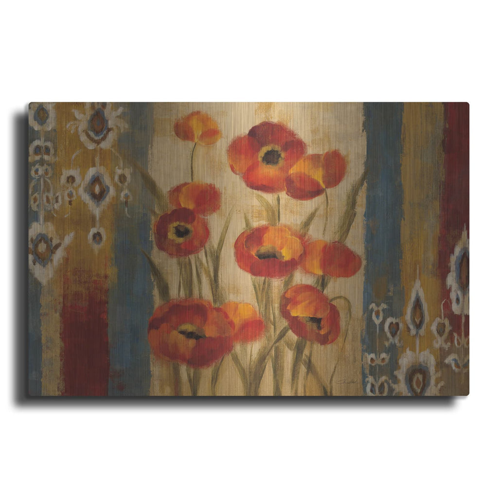 'Ikat Floral Tapestry' by Silvia Vassileva – Metal Wall Art