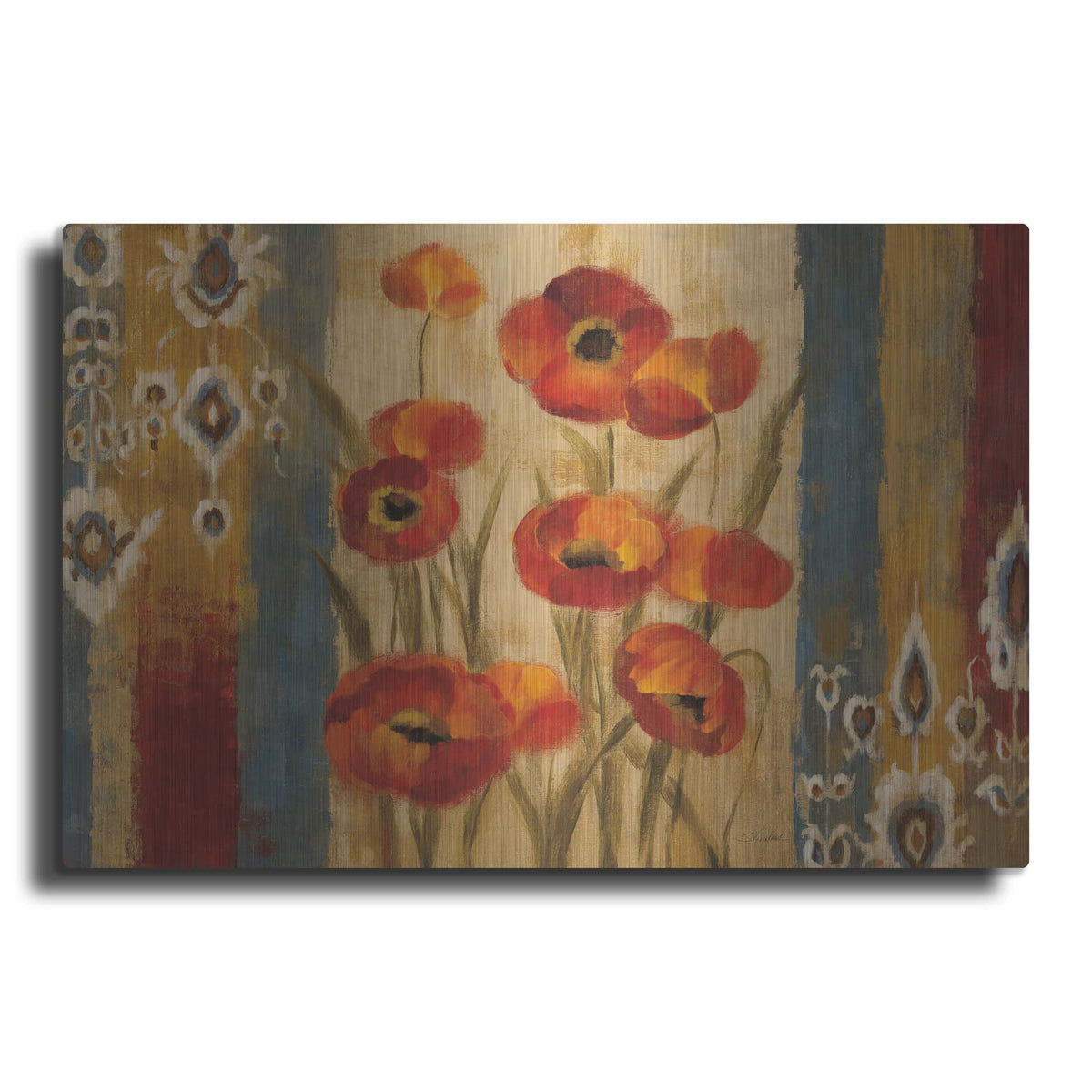 'Ikat Floral Tapestry' by Silvia Vassileva – Metal Wall Art