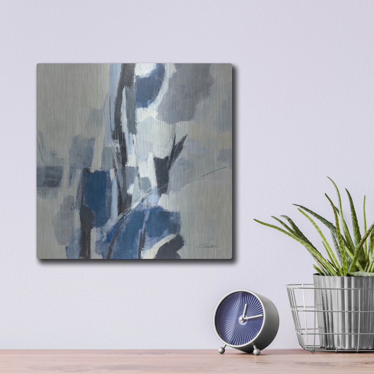 'Indigo Mosaic' by Silvia Vassileva – Metal Wall Art, 12x12 room view