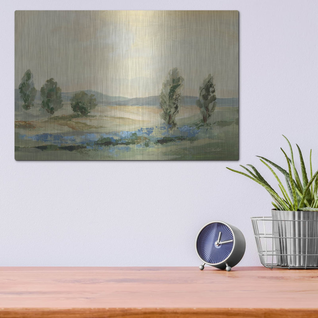 'Jade Green Landscape' by Silvia Vassileva – Metal Wall Art, 16x12 room view
