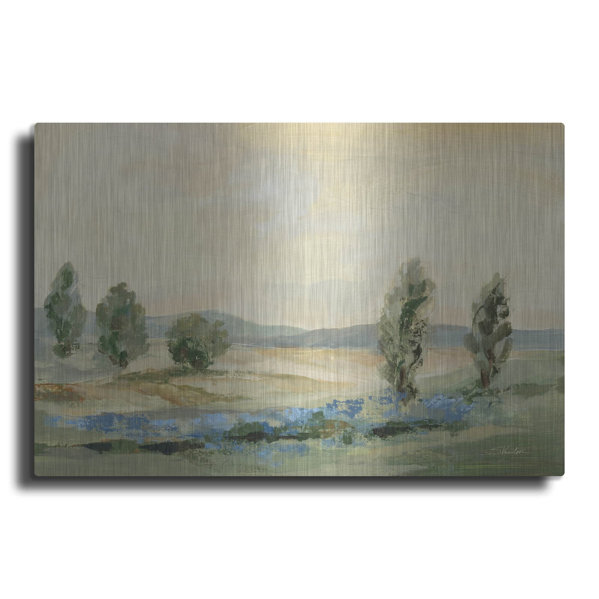 'Jade Green Landscape' by Silvia Vassileva – Metal Wall Art