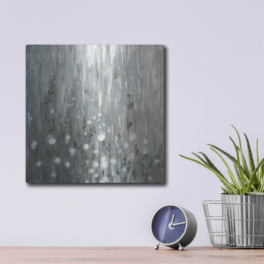 'January Branches Gray' by Silvia Vassileva – Metal Wall Art, 12x12 room view