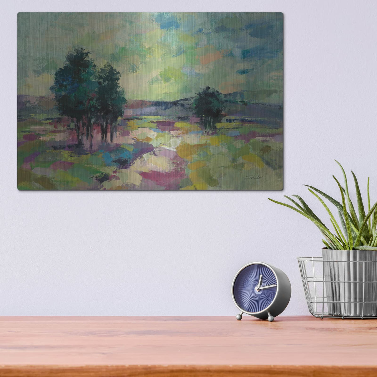 'Mauve Fields' by Silvia Vassileva – Metal Wall Art, 16x12 room view
