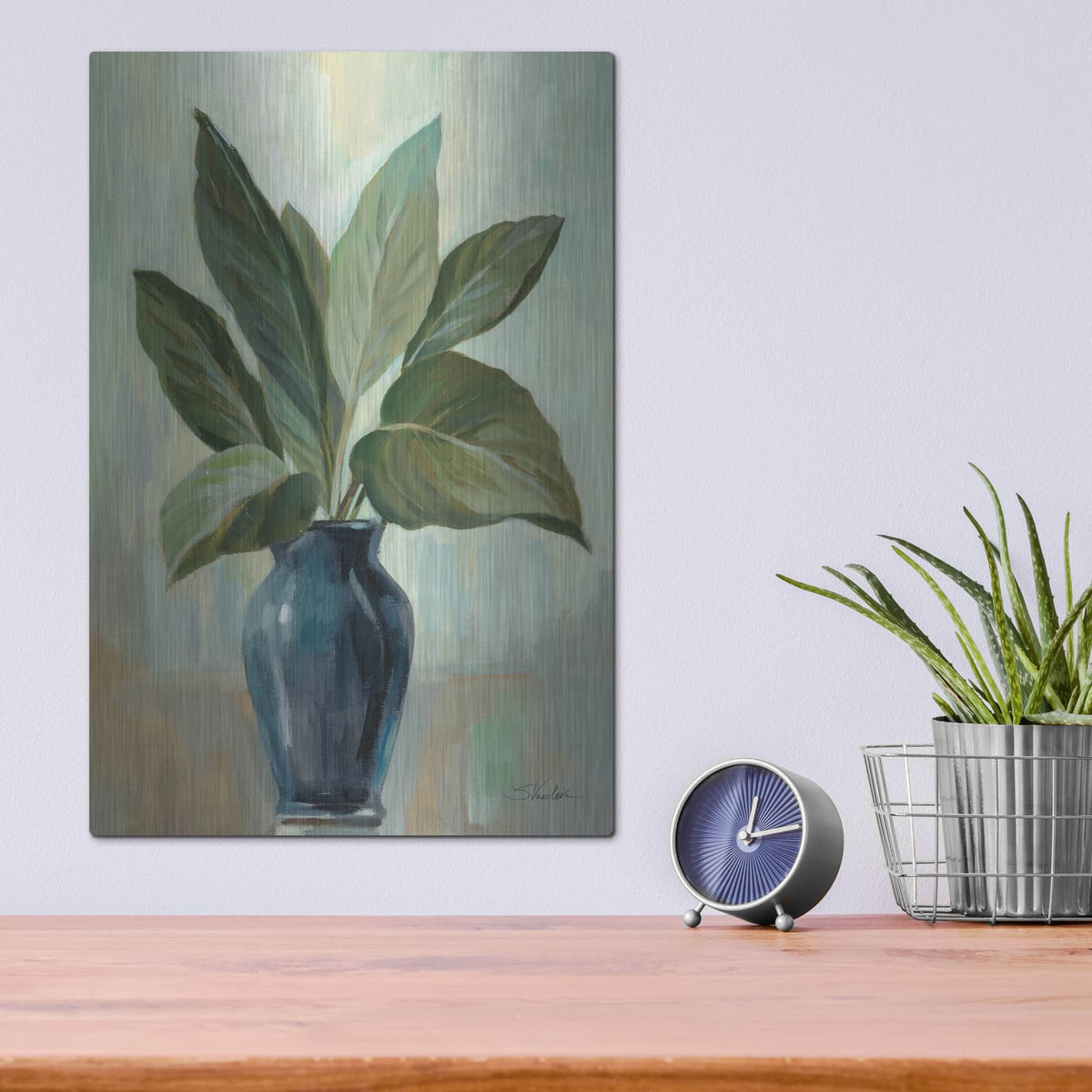 'Mint And Blue Still Life' by Silvia Vassileva – Metal Wall Art, 12x16 room view