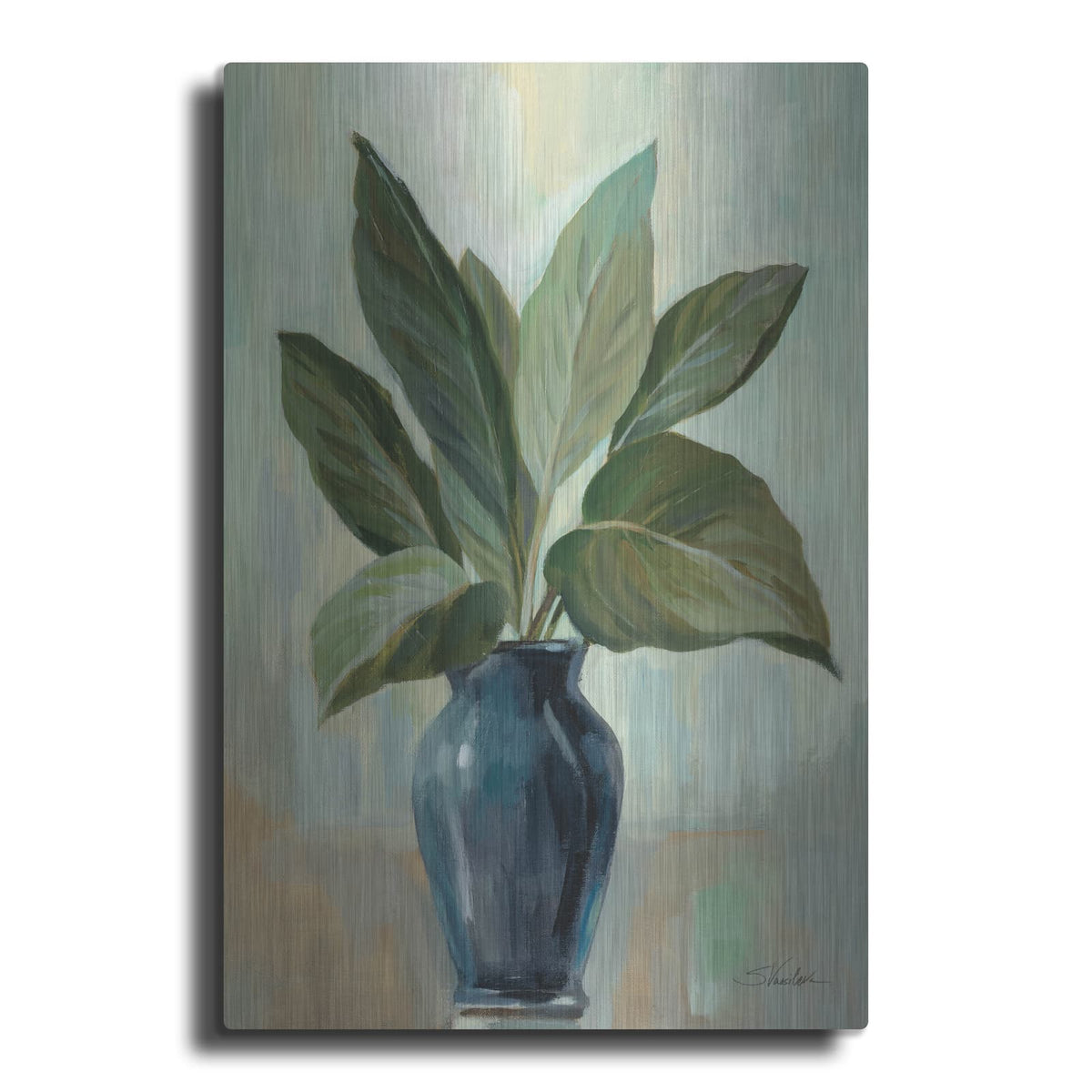 'Mint And Blue Still Life' by Silvia Vassileva – Metal Wall Art