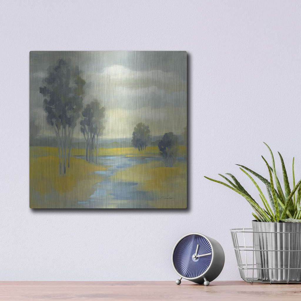 'Mustard Yellow Fields' by Silvia Vassileva – Metal Wall Art, 12x12 room view