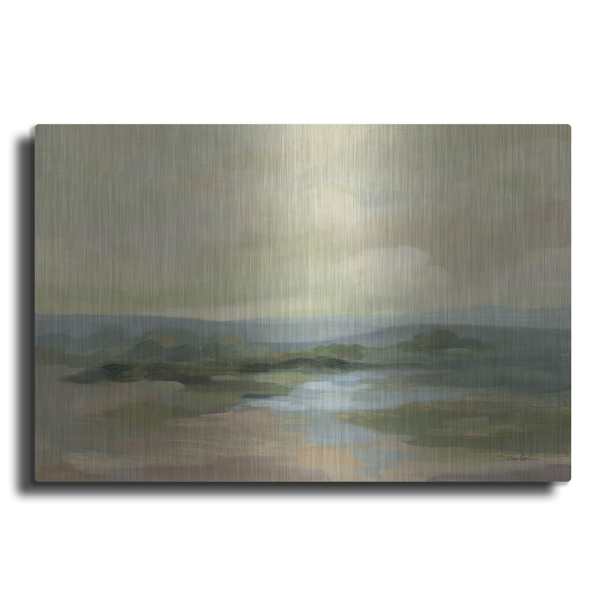 'Muted Green Landscape' by Silvia Vassileva – Metal Wall Art