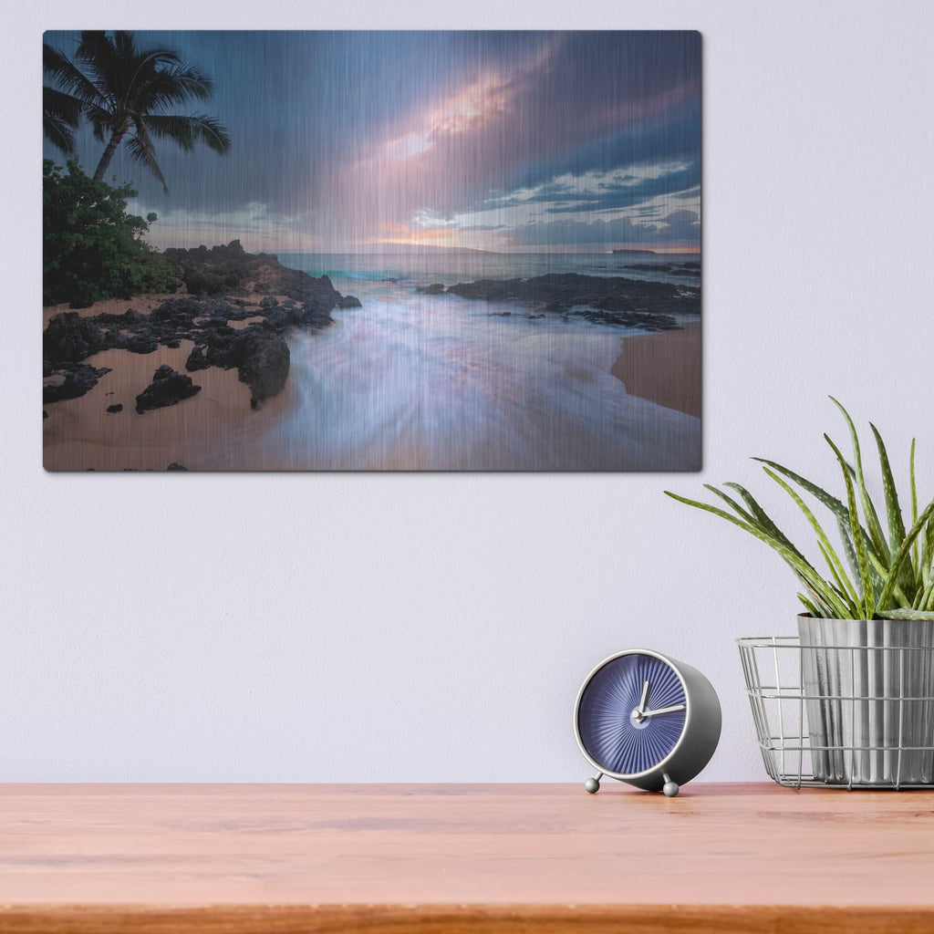 'Beach Calm' by Dennis Frates – Metal Wall Art, 16x12 room view
