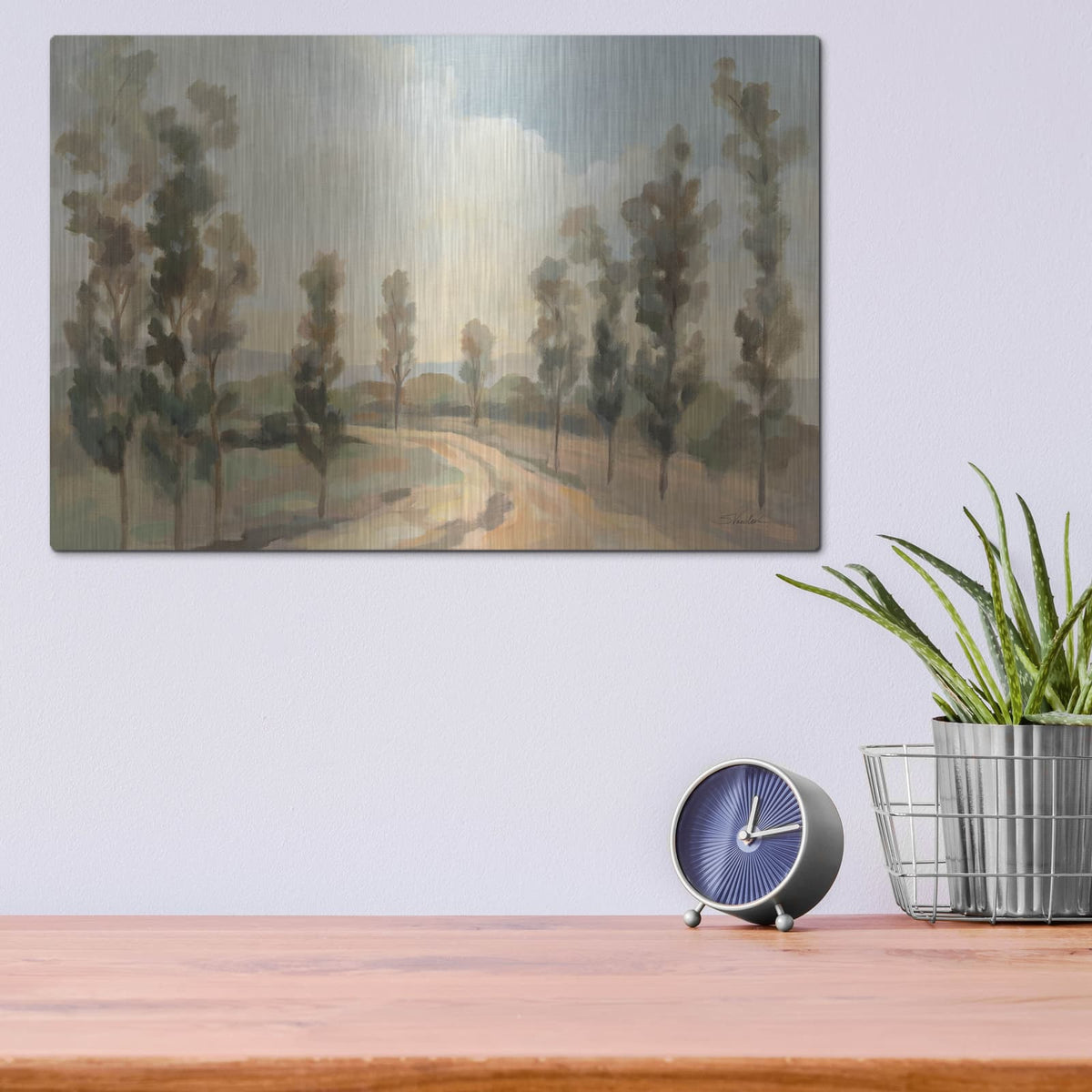 'Poplars by The Road' by Silvia Vassileva – Metal Wall Art, 16x12 room view