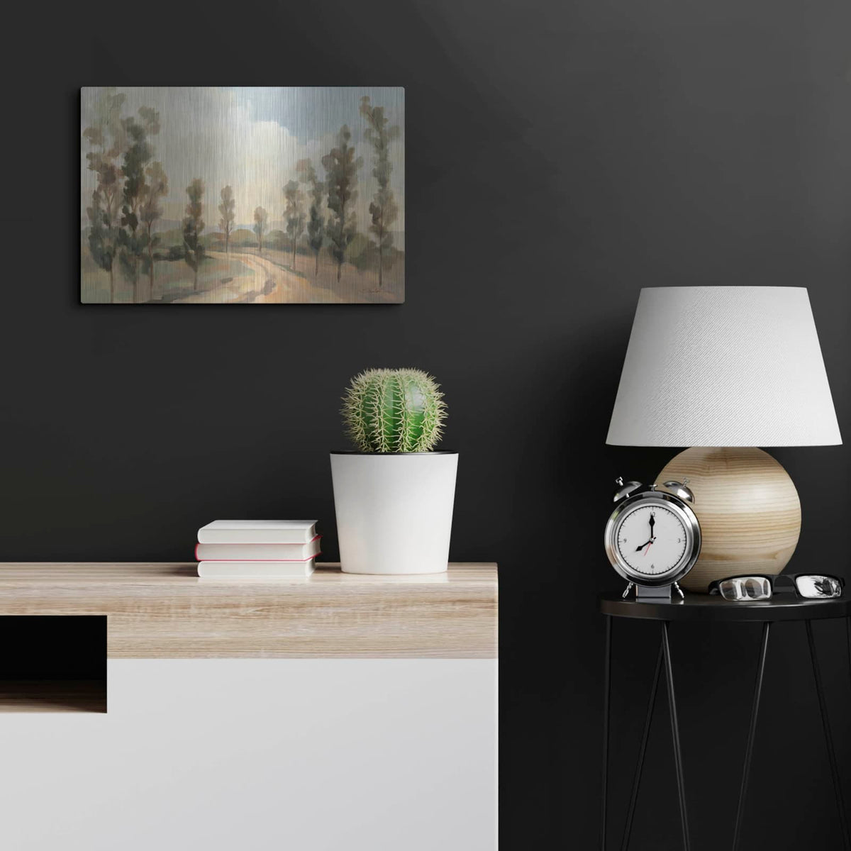 'Poplars by The Road' by Silvia Vassileva – Metal Wall Art, 24x16 room view