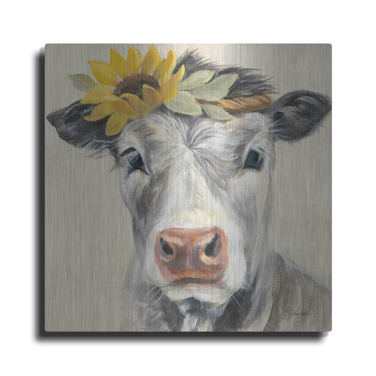 'Pretty Cow' by Silvia Vassileva – Metal Wall Art