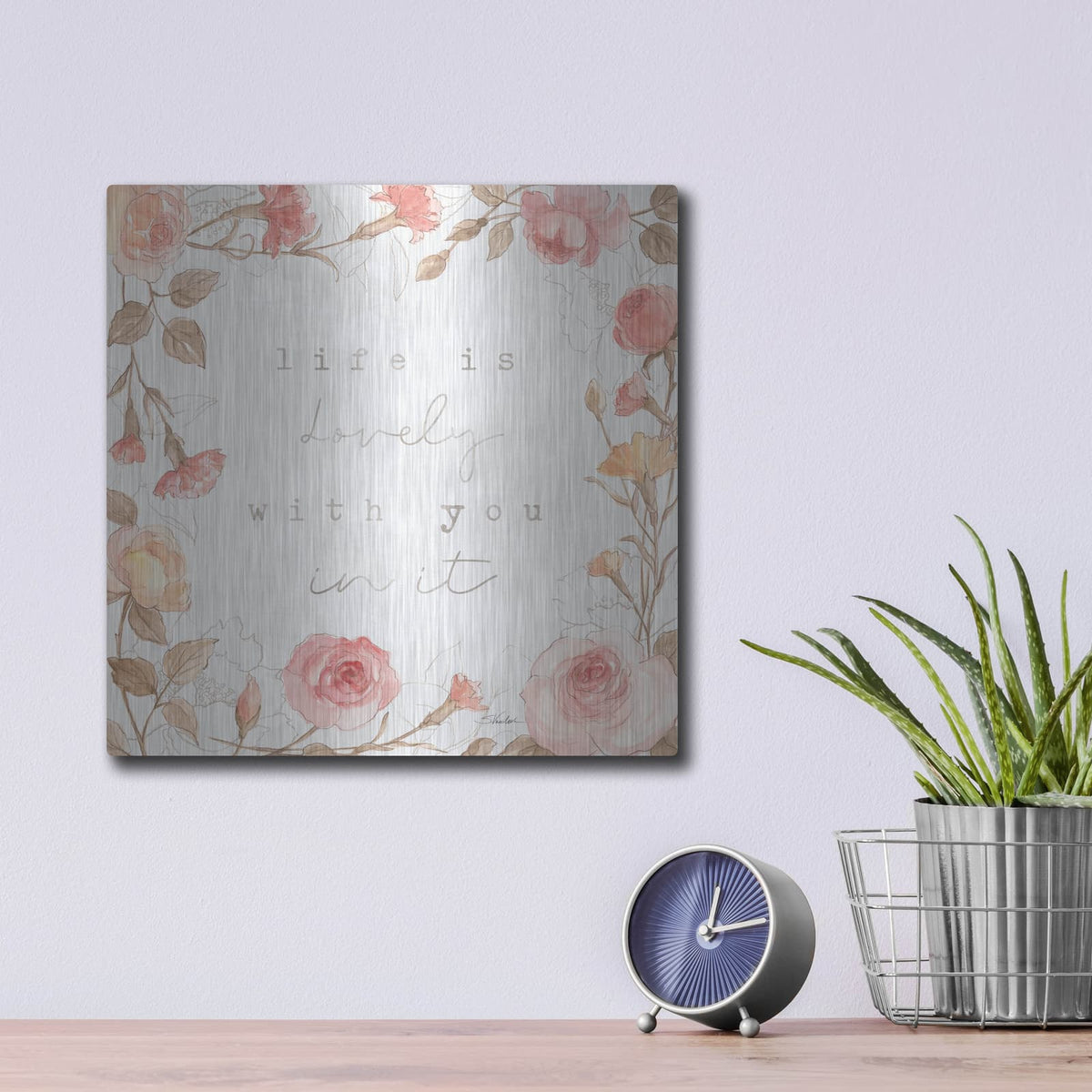 'Romantic Blooms 3' by Silvia Vassileva – Metal Wall Art, 12x12 room view