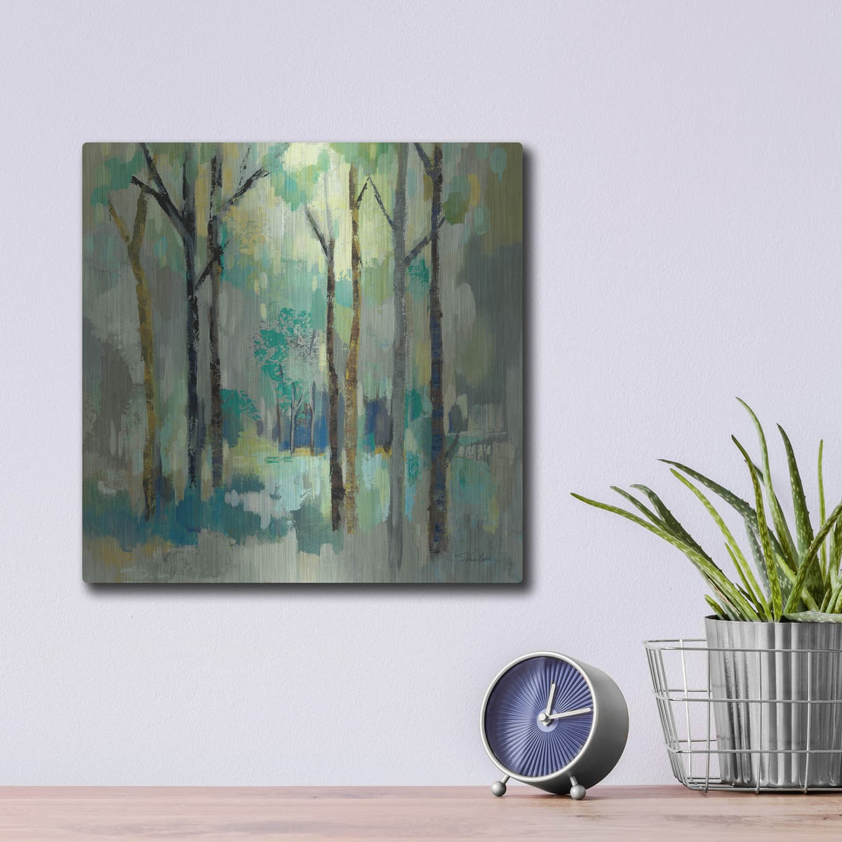 'Romantic Forest Neutral' by Silvia Vassileva – Metal Wall Art, 12x12 room view