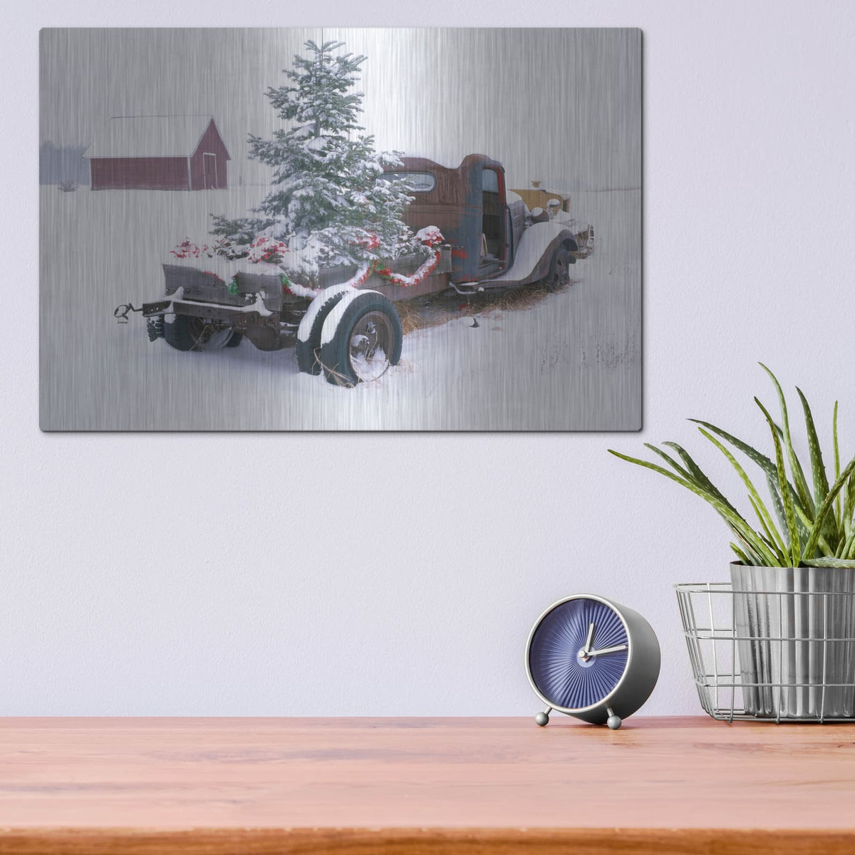 'Christmas Truck' by Dennis Frates – Metal Wall Art, 16x12 room view