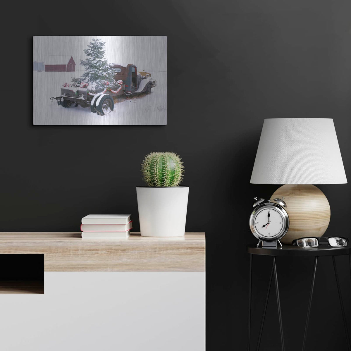'Christmas Truck' by Dennis Frates – Metal Wall Art, 24x16 room view