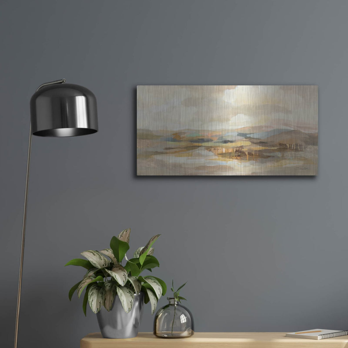 'Subtle Hillside View' by Silvia Vassileva – Metal Wall Art, 24x12 room view