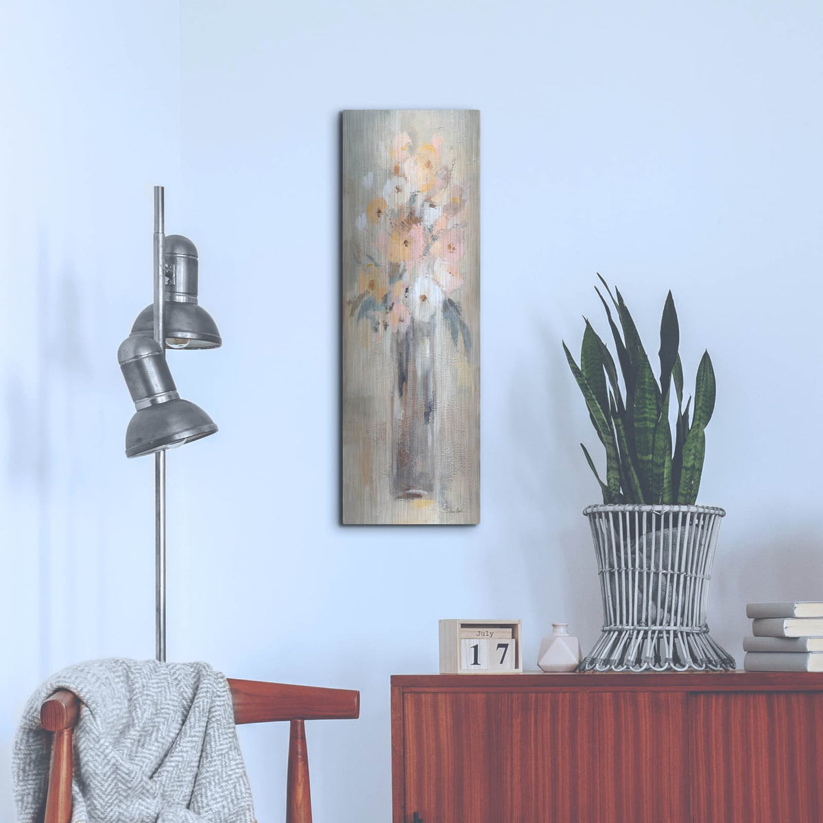 'Textured Floral 2' by Silvia Vassileva – Metal Wall Art, 12x36 room view