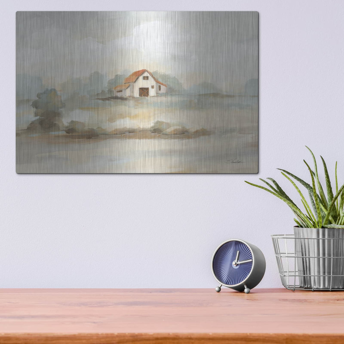 'The Old Farm Landscape' by Silvia Vassileva – Metal Wall Art, 16x12 room view