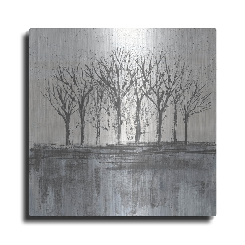 'Trees At Dawn 2 Neutral' by Silvia Vassileva – Metal Wall Art