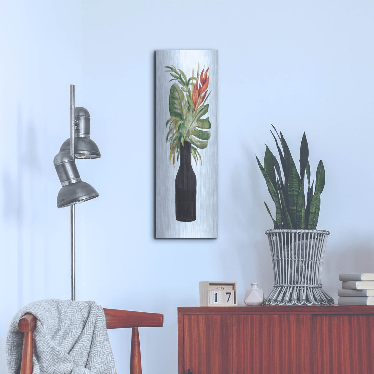 'Tropical Lush 2 On White' by Silvia Vassileva – Metal Wall Art, 12x36 room view