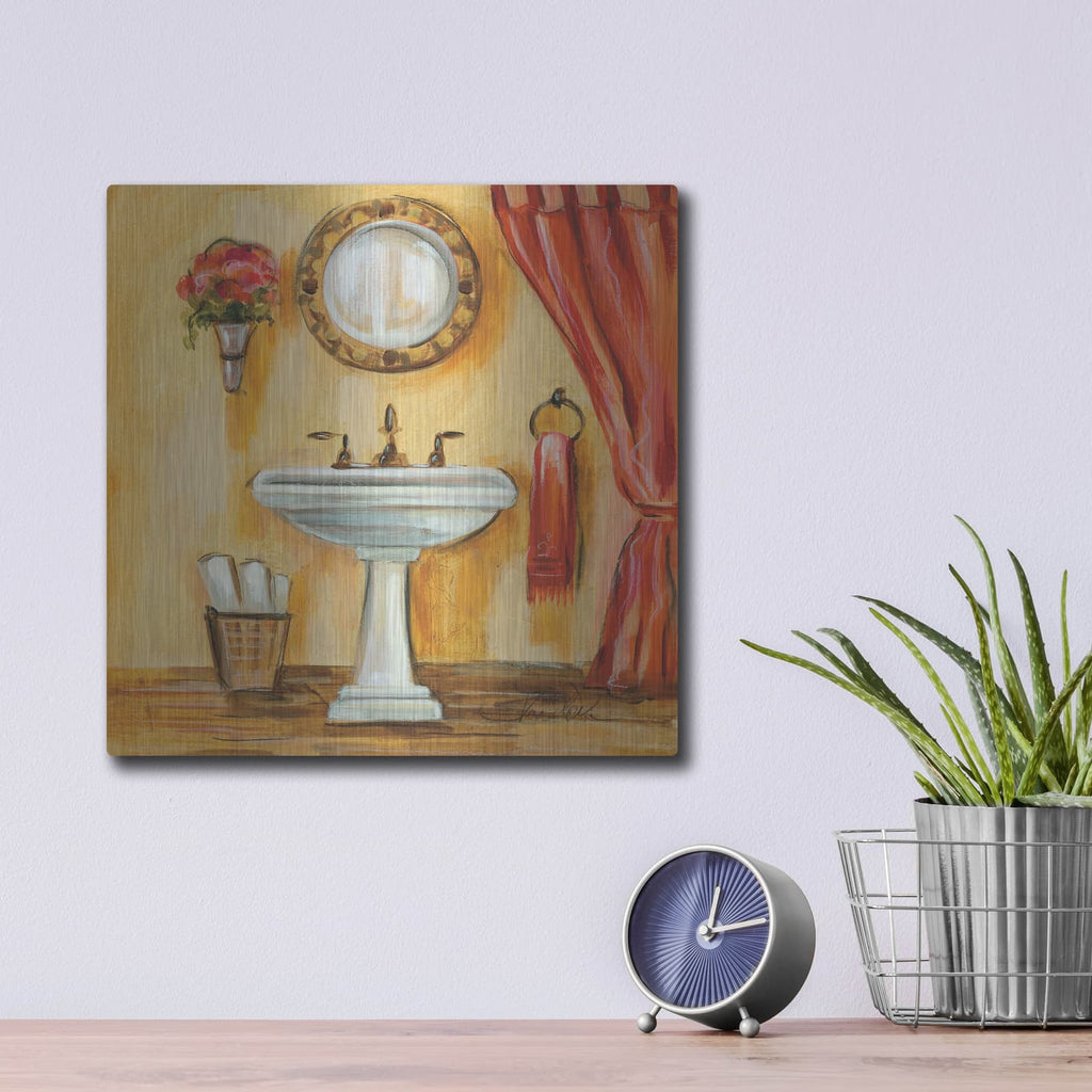 'Tuscan Bath 4' by Silvia Vassileva – Metal Wall Art, 12x12 room view