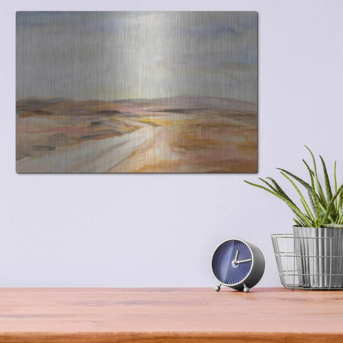 'White Desert Road' by Silvia Vassileva – Metal Wall Art, 16x12 room view