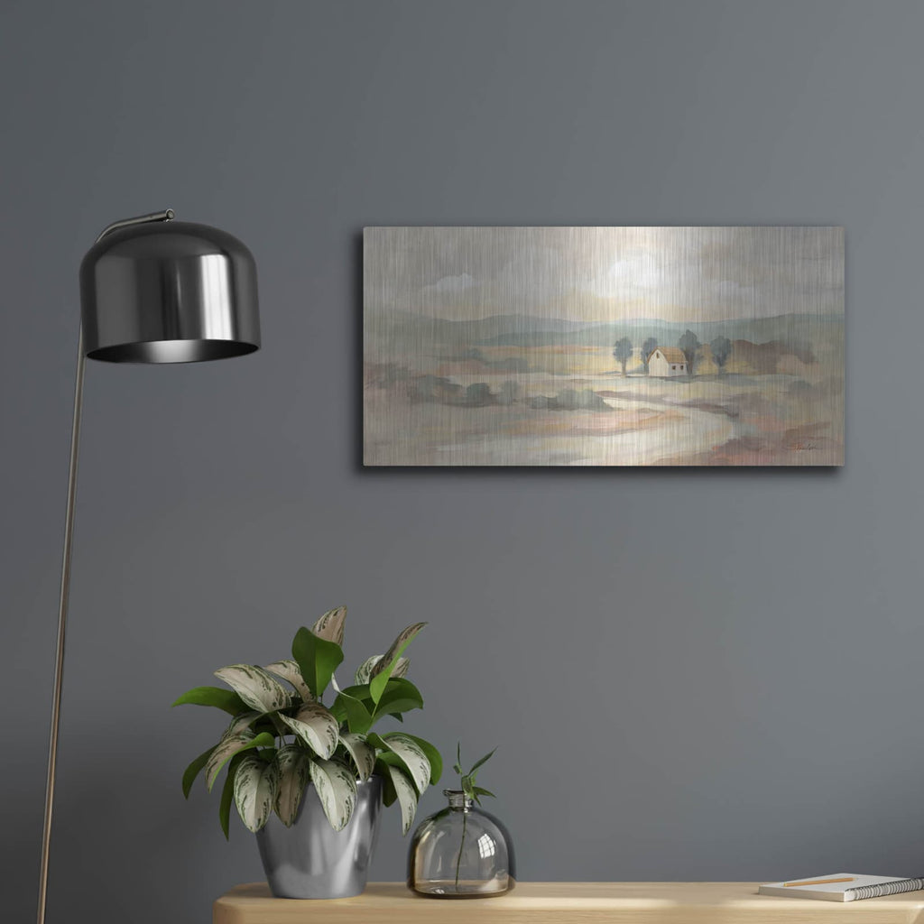 'White Road' by Silvia Vassileva – Metal Wall Art, 24x12 room view