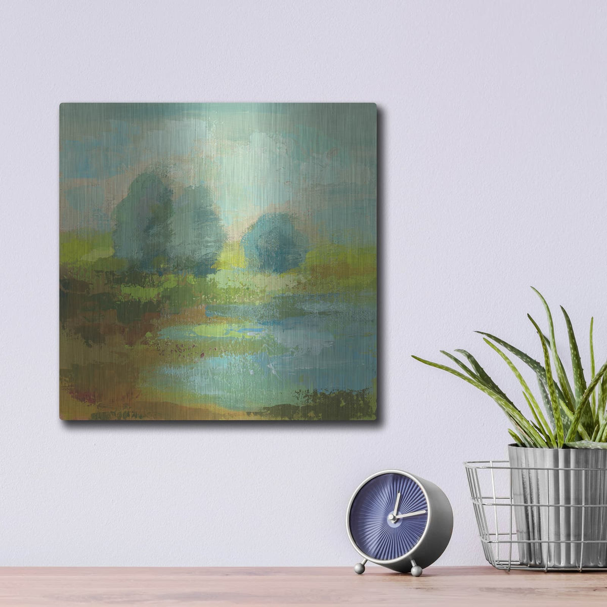 'Windsor Blue Field 1' by Silvia Vassileva – Metal Wall Art, 12x12 room view