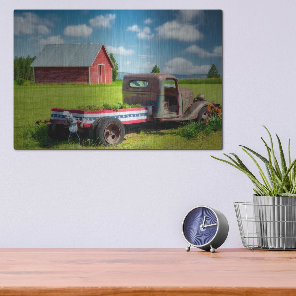 'Barn and Truck' by Dennis Frates – Metal Wall Art, 16x12 room view