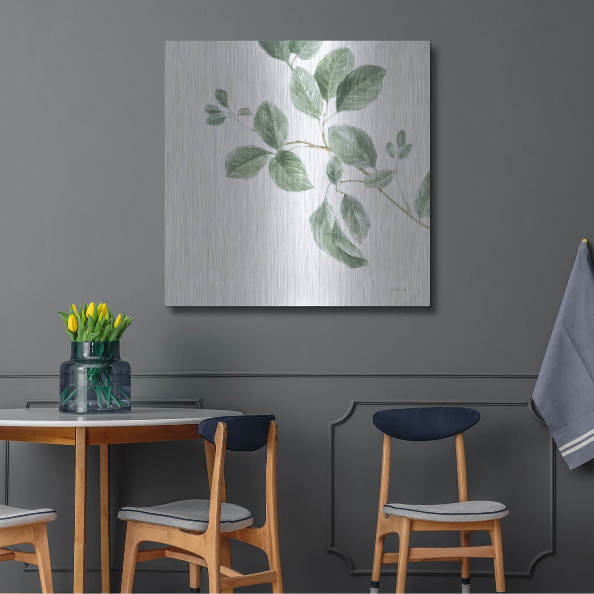 'A Study Of Leaves' by Danhui Nai – Metal Wall Art, 36x36 room view
