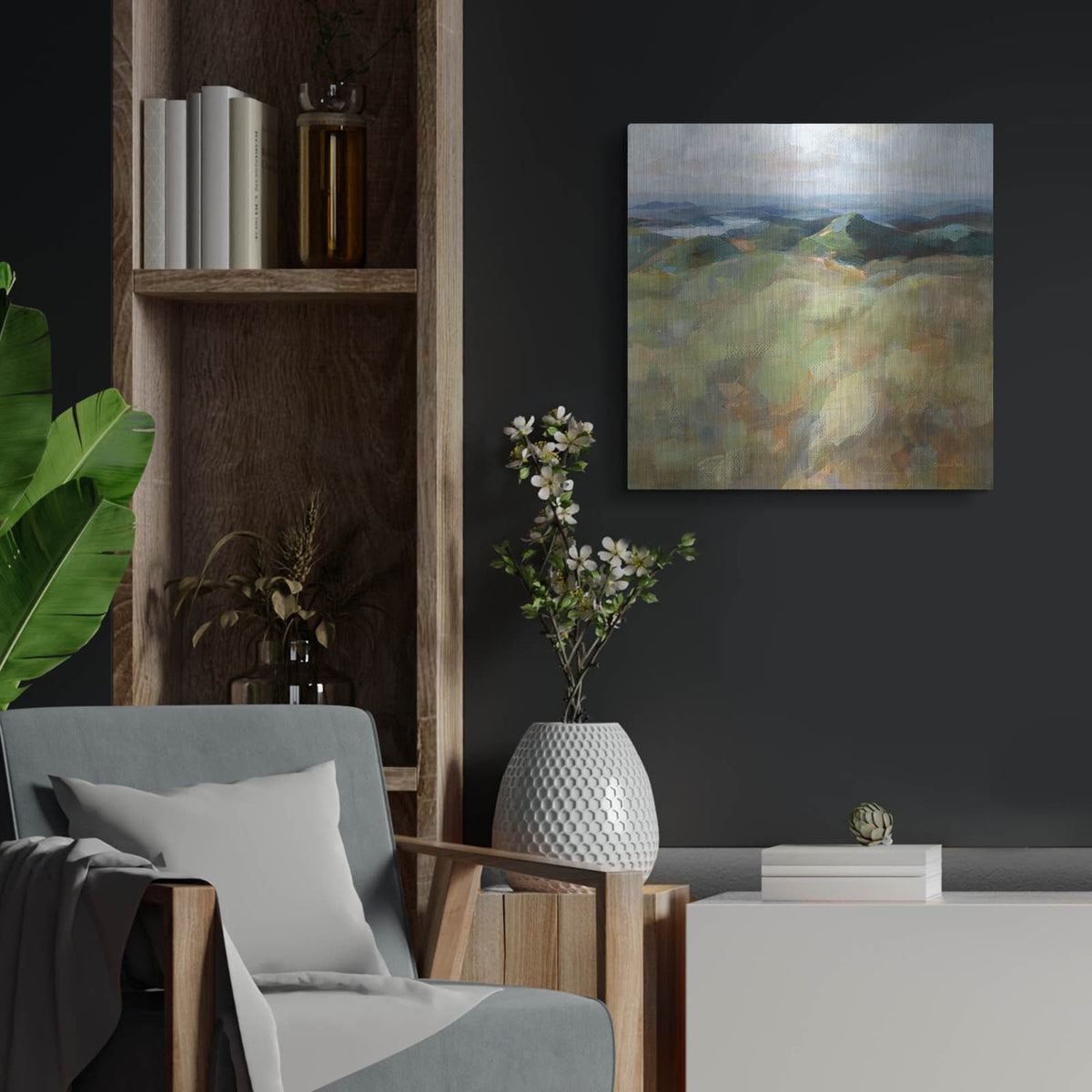 'Above The Lakes' by Danhui Nai – Metal Wall Art, 24x24 room view